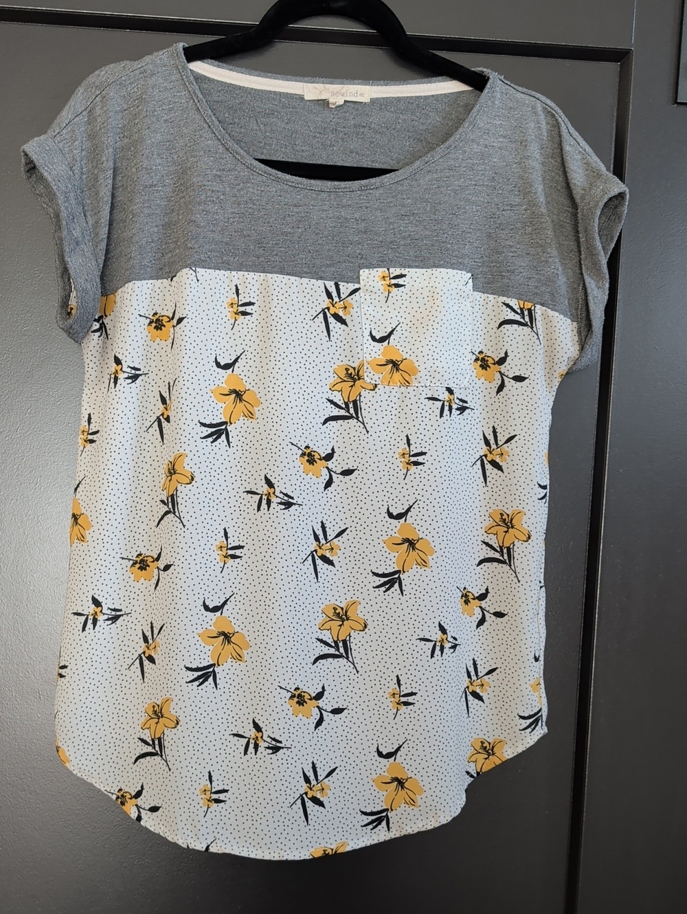 Grey & Yellow Floral Short Sleeve Tee